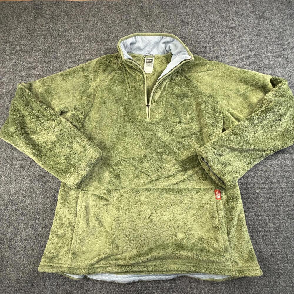 The North Face Womens Fleece Jacket XL Olive Green Quarter Zip Pullover 1262
